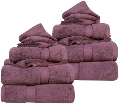 SUPERIOR Egyptian Cotton Ultra Plush & Absorbent, 12 Piece Set, Plum
