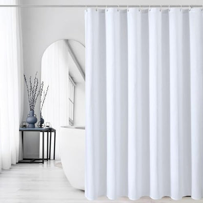 Gibelle Extra Long White Fabric Shower Curtain, 72 x 84