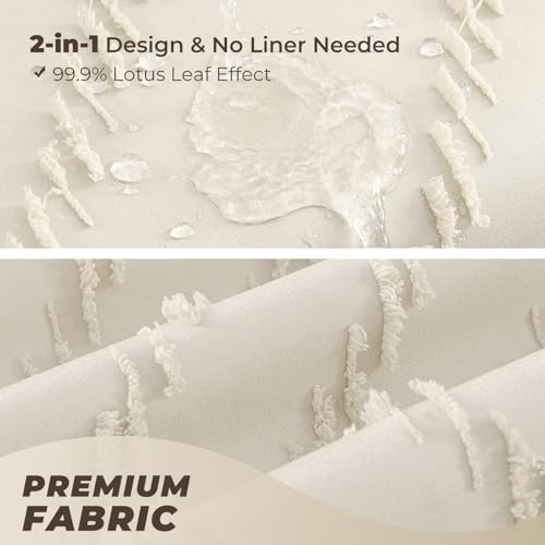 Cream Boho Fabric Shower Curtain 72 x 72 Inches