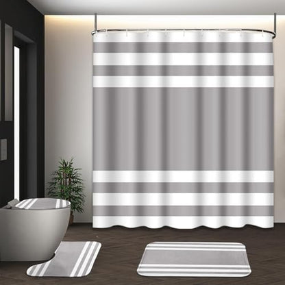 Bathroom Sets with Shower Curtain and Rugs, 4 Pcs, Modern