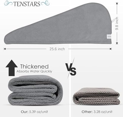 TENSTARS Hair Towel Wrap for All Hair Types, 5 Pack Microfiber Turban