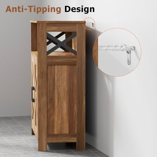 Homhedy Farmhouse Bathroom Storage Cabinet with Doors, Small Floor Cabinet