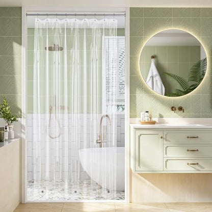 Amazer Stall Shower Curtain Liner, 52x78 Plastic Clear Shower Liner PEVA Medium Weight Inside Shower Curtains for Bathroom with Rustproof Grommets