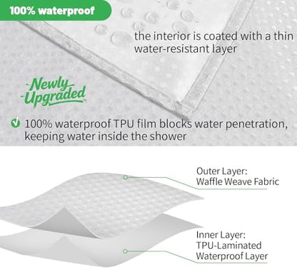 eachope No Hook Waffle Shower Curtain, No Liner Needed, 36x74 Inch, White