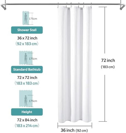 Vipfree 3 in 1 Shower Curtain Set, Waffle Shower Curtain and Liner Set with 6 Double Sided Shower Curtain Hooks, 258GSM Luxury Weighted Cloth Shower Curtain for Shower Stall, 36 W x 72 H, White