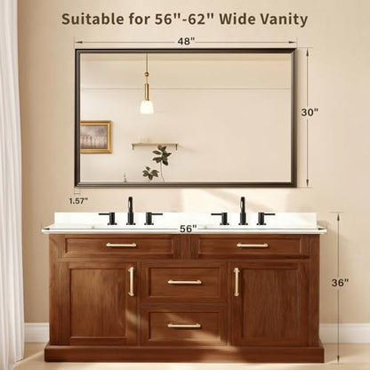 Retro Copper Effect Framed Wall Mirror, 30x48 Rectangle Mirror