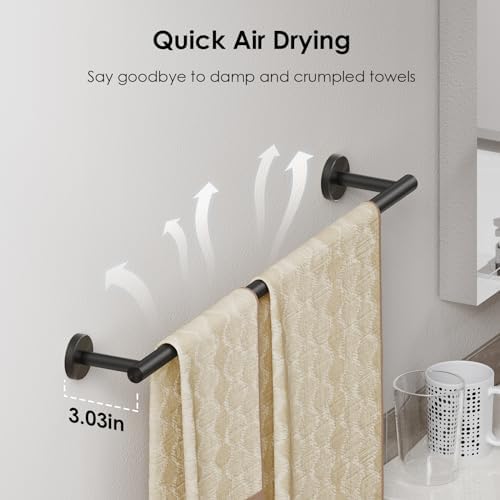 FORIOUS Bathroom Accessories, 4-Piece Bathroom Hardware Set - 24" Towel Bar