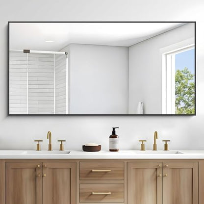 DESBING Black Bathroom Mirror for Wall, 72x36 Inch Rectangle Mirrors with Metal Frame, Modern Vanity Wall Mirror Decor for Entryway Hangs, Bathroom Living Room Horizontal or Vertical