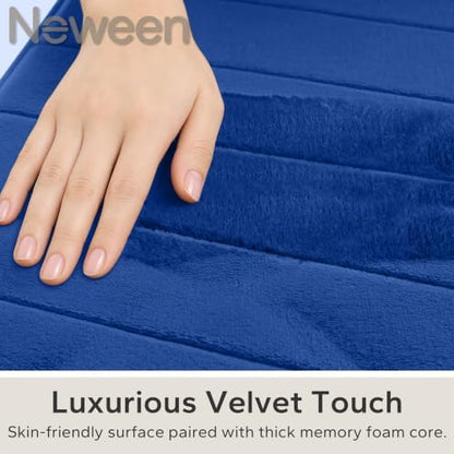 Neween Bathroom Rugs Set 2 Piece, Absorbent Memory Foam Bath Mat, Blue