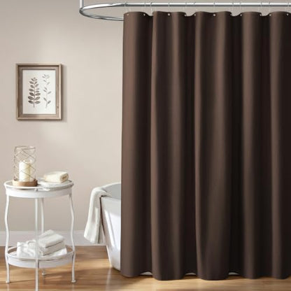 BTTN Brown Linen Textured Waterproof Thick Fabric Shower Curtain Set, 72x72