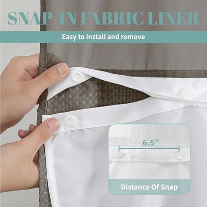 eachope No Hook Waffle Shower Curtain with Snap-in Liner, 54x80 Inch, Brown