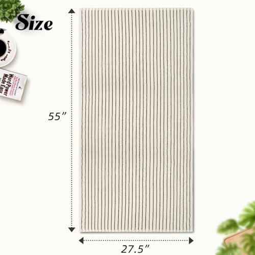 Black and Ivory Striped Bath Towels Set of 2, Lighter & Quick Dry Towels