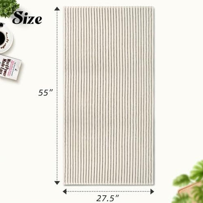 Black and Ivory Striped Bath Towels Set of 2, Lighter & Quick Dry Towels