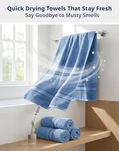 LANE LINEN Bath Towel Set Quick Dry 100% Cotton 4 Piece Soft - Allure