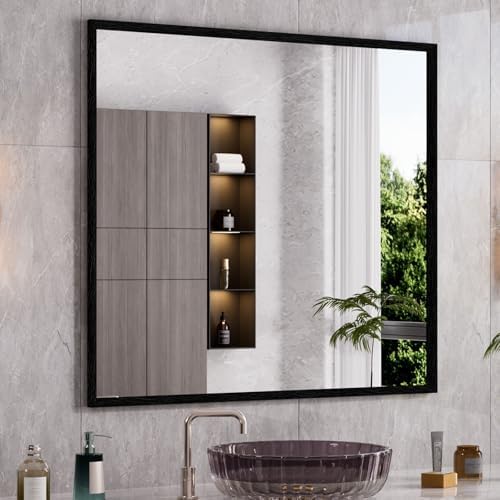 WEER Matte Black Bathroom Vanity Mirror 40X36 Inch