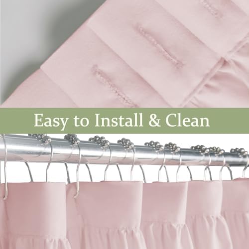 Farmhouse Ruffle Shower Curtain, Peach Pink, 72 x 72 in
