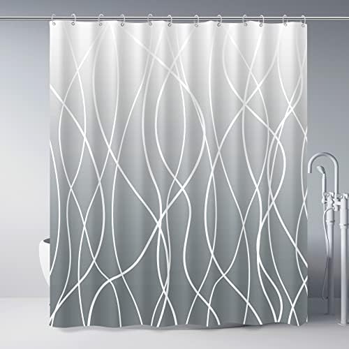 Striped Shower Curtain for Bathroom, Ombre Grey, 72" W x 72" L