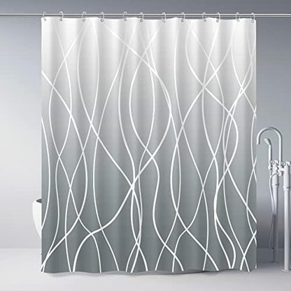 Striped Shower Curtain for Bathroom, Ombre Grey, 72" W x 72" L