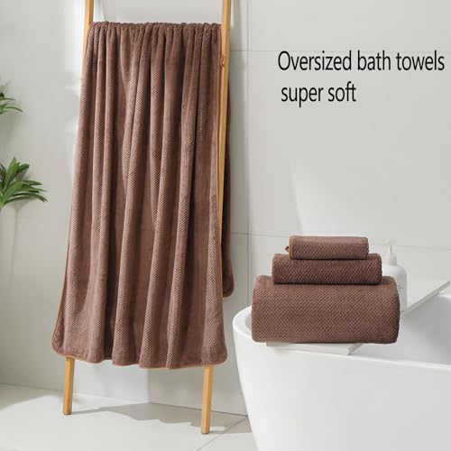 YTYC 39x78 Bath Sheets,Towels for Bathroom,Brown,2-Pieces