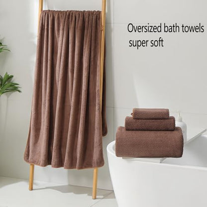 YTYC 39x78 Bath Sheets,Towels for Bathroom,Brown,2-Pieces