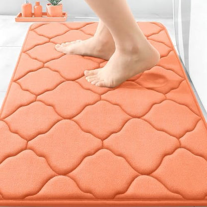 OLANLY Memory Foam Bath Mat Rug 30X20, Ultra Soft Bathroom Rugs, Peach