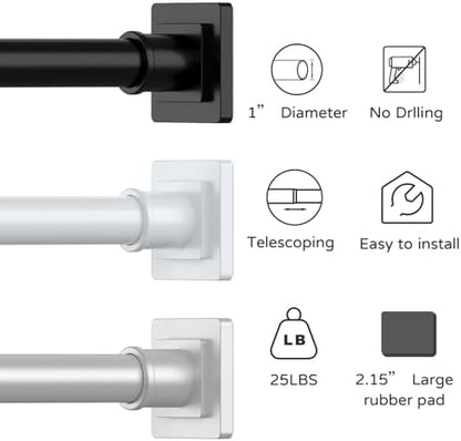 UIOSANRT White Shower Curtain Rod 31-79 Inches Non-Slip Shower Rod Tension Mounted No Drill Shower Curtain Rods Spring Tension Rod Adjustable Tension Curtain Rod for Windows Bathroom