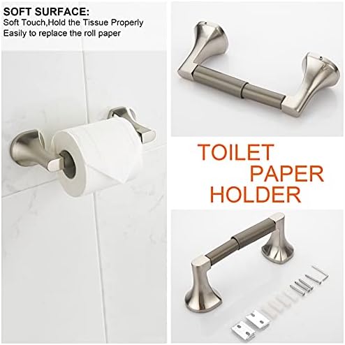 BGL Bathroom Hardware Set Brushed Nickel Adjustable Expandable Towel Bar 4-Piece Bathroom Accessory Set Wall Mounted Robe Hook Toilet Paper Holder Towel Ring Towel Bar