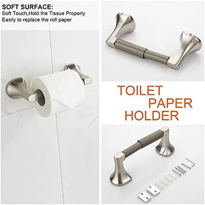 BGL Bathroom Hardware Set Brushed Nickel Adjustable Expandable Towel Bar 4-Piece Bathroom Accessory Set Wall Mounted Robe Hook Toilet Paper Holder Towel Ring Towel Bar