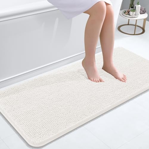 OLANLY Bathroom Runner Rugs 47x20, Extra Soft Absorbent Chenille Bath Rugs