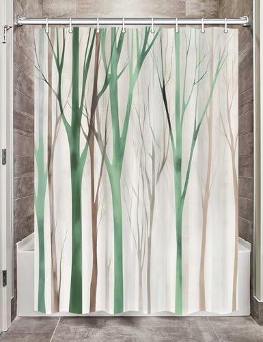 Birch Forest Abstract Shower Curtain Farmhouse Bathroom Decor 72X72 Inch