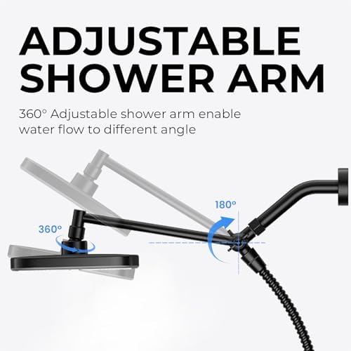 Black Rain Shower Head with Handheld Shower Head, 5 Spray Modes