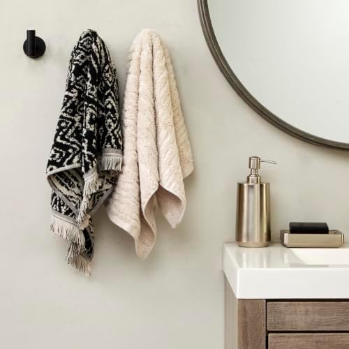 SKL Home CloudSoft/Nador Bath Towel Set-6pc, 100% Cotton, Oatmeal/Black