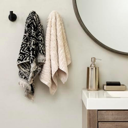 SKL Home CloudSoft/Nador Bath Towel Set-6pc, 100% Cotton, Oatmeal/Black