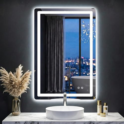 LED Bathroom Mirror with Lights, 24"x36" Lighted Vanity Mirror for Wall