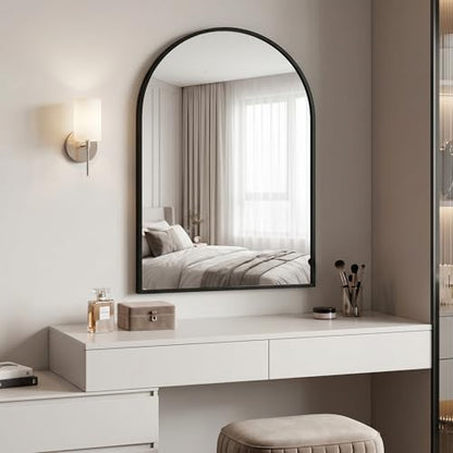 BEAUTYPEAK 28"x20" Arch Bathroom Wall Mirror, Black