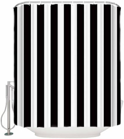 Shower Curtain Bathroom Set Black and White Stripes Waterproof Shower Curtains with Grommets Hooks Modern Geometric Art Privacy Bath Curtain for Bathtub Decor 36x72in