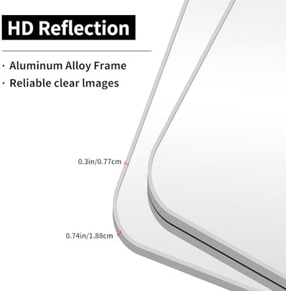 36x40 Inch Silver Bathroom Mirror, Metal Framed Silver Rectangle Mirrors, Rounded Rectangular Vanity Mirror, Wall Mounted Mirrors for Living Room Bedroom Entryway Hangs Horizontal or Vertical