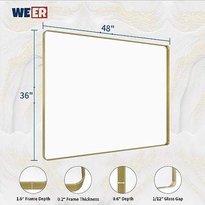 WEER Gold Bathroom Vanity Mirror 48X36 Inch