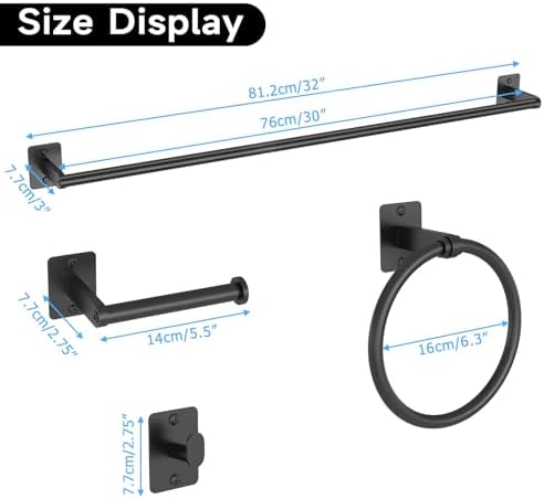 KLJKPA 4-Piece Bathroom Hardware Set, 32 inch Bathroom Towel Holder