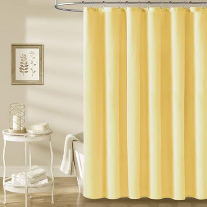 BTTN Extra Long Linen Textured Waterproof Shower Curtain, 72x96, Yellow