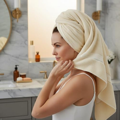 6 Piece Bath Towel Set, 2 Bath, 2 Hand, 2 Washcloths, Cream