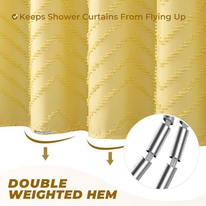 Yellow Boho Fabric Shower Curtain 72 x 72 Inches