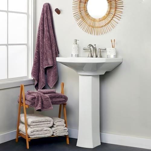 SKL Home CloudSoft 100% Cotton Luxury 4-Piece Bath Towel Set, Soft Plum