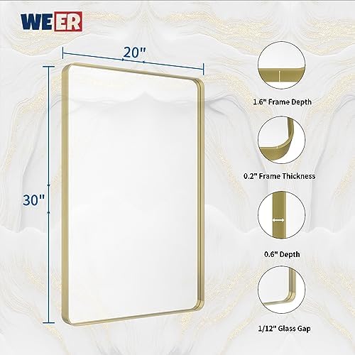 WEER Gold Bathroom Vanity Mirror 20X30 Inch