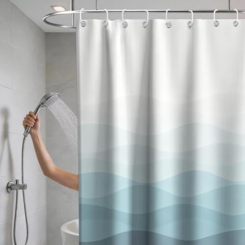 Luxury Modern Ocean Shower Curtain Abstract Funky Cute Striped Aesthetic