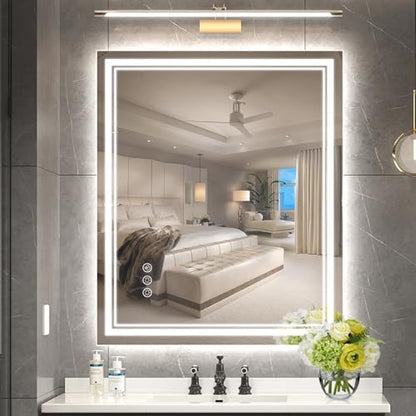 Ratsamee 30"x36" LED Bathroom Mirror with Lights, Backlit + Front Lit