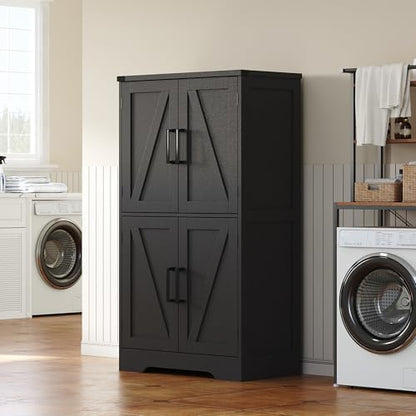Treocho Farmhouse Bathroom Floor Cabinet with Adjustable Shelves