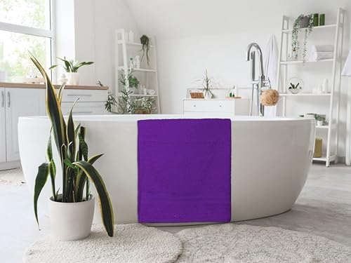 Bath Towels Pack of 6 – 24" x 48" – 100% Cotton Terry, Soft, Quick-Dry & Highly Absorbent – Purple Towels for Bathroom, Spa, Gym, Hotel, Pool & Everyday Use