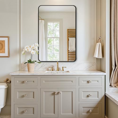Vanity Bathroom Mirror, 30”x20” Black Bathroom Mirror for Over Sink