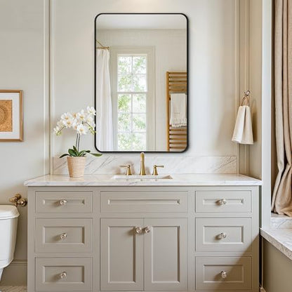 Vanity Bathroom Mirror, 30”x20” Black Bathroom Mirror for Over Sink